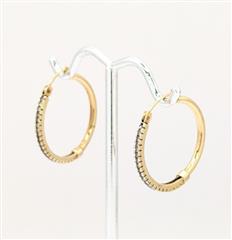 10K Yellow Gold 2.3g Cute Classic Diamond Dainty Hoop Formal Dress Earrings